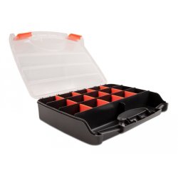 DeLOCK Boite de rangement avec 17 compartiments, 320 x 255 x 60 mm, orange et noir