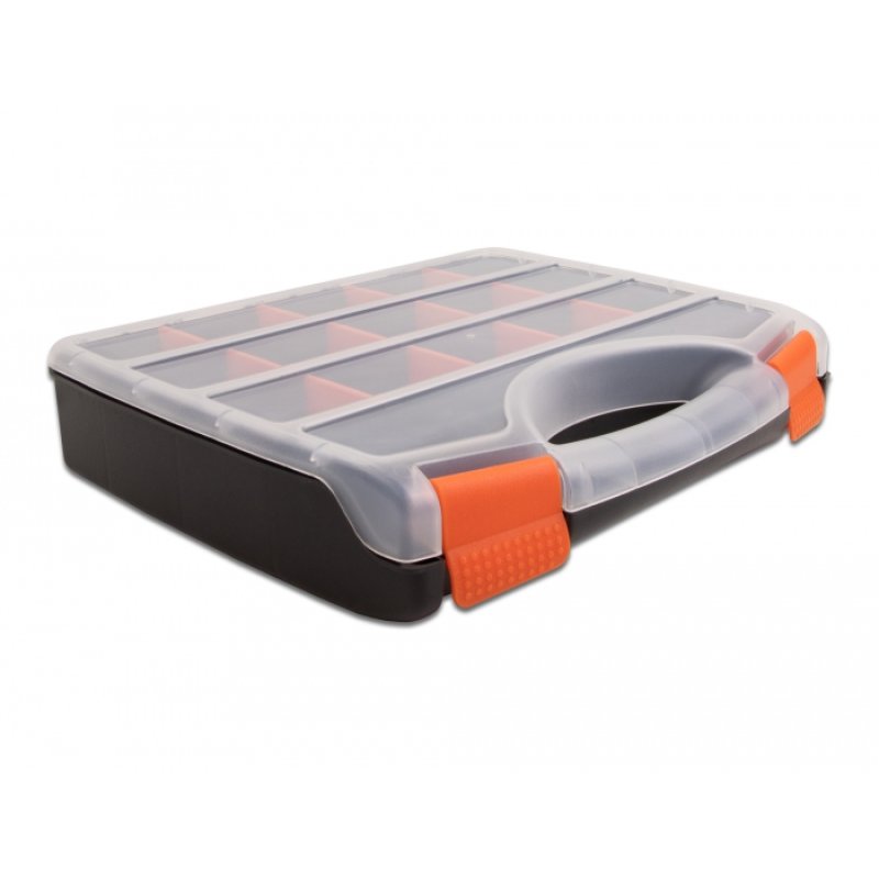 DeLOCK Sorting box with 17 compartments 320 x 255 x 60 mm orange / black