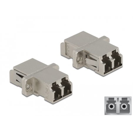 DeLOCK Optical Fiber Coupler LC Duplex female to LC Duplex female Single-mode metal