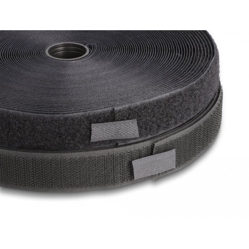 DeLOCK Heavy-duty Hook-and-Loop tape L 25 m x W 25 mm black