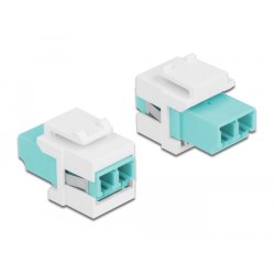 DeLOCK Keystone Module LC Duplex female to LC Duplex female aqua / white