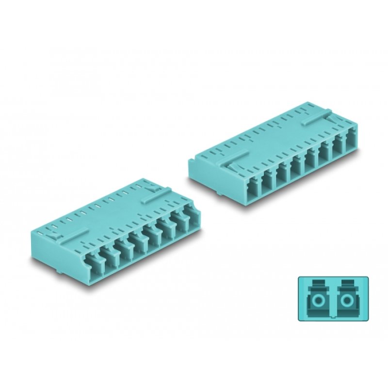 LWL Kupplung HD LC Octuplex Buchse zu LC Octuplex Buchse aqua