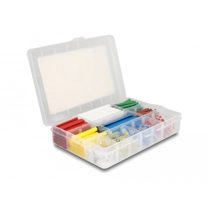 DeLOCK Heat shrink tube with solder wire connector assortment box 308 pieces coloured