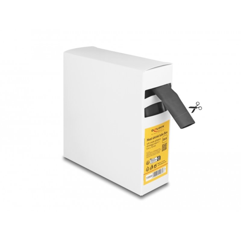 DeLOCK Heat shrink tube Box, with inside adhesive, shrinkage ratio 4:1, 5 m x 16 mm black