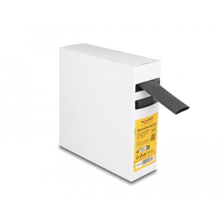 DeLOCK Heat shrink tube Box, with inside adhesive, shrinkage ratio 4:1, 5 m x 20 mm black