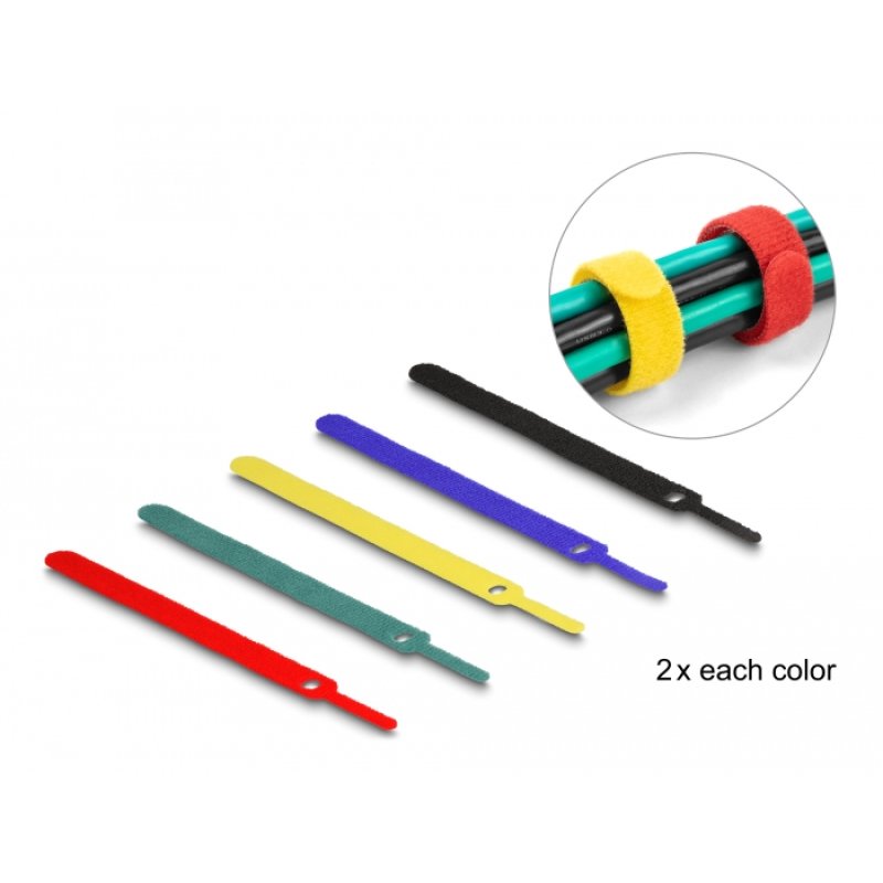DeLOCK Hook-and-loop cable tie L 150 x W 12 mm coloured Set 10 pieces