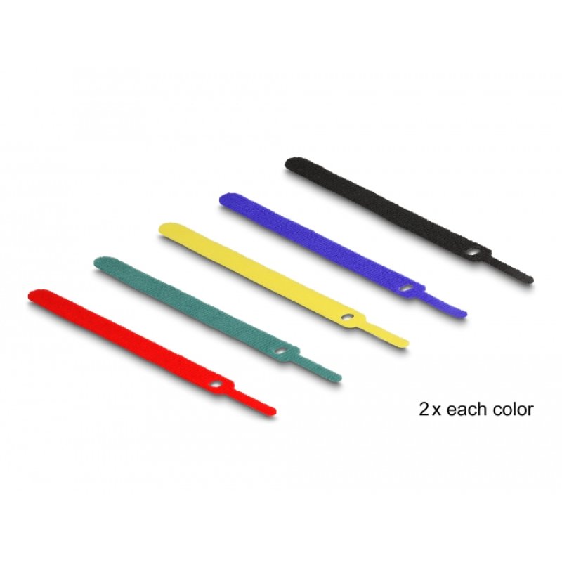 DeLOCK Serre-câble à scratch L 115 x l 12 mm, coloré, set de 10 unités