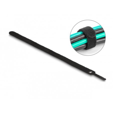 DeLOCK Hook-and-loop cable tie L 250 x W 12 mm black 10 pieces