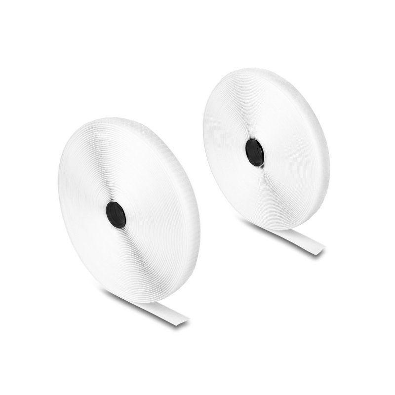 Strapazierfähiges Klettband mit Haft- und Flauschband L 15 m x B 20 mm weiß