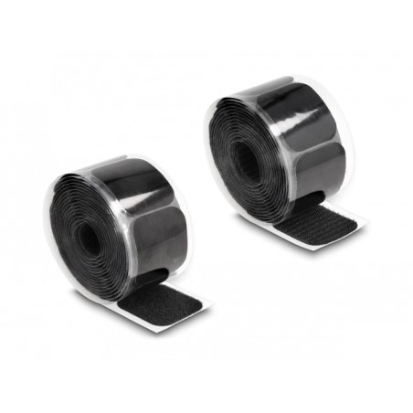 DeLOCK Hook-and-loop pad on roll self-adhesive 45 x 50 mm - length 5 m black