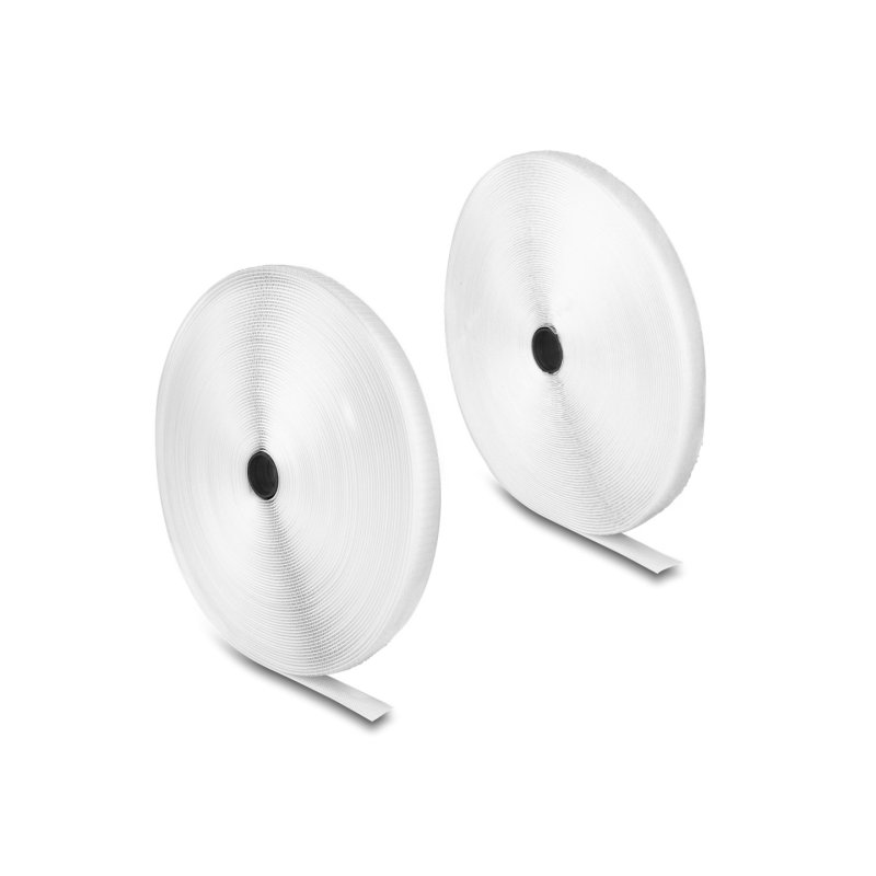 Strapazierfähiges Klettband mit Haft- und Flauschband L 25 m x B 20 mm weiß