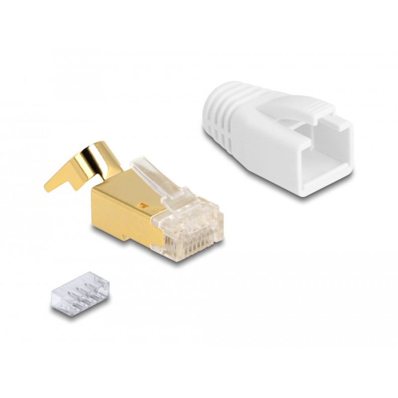 DeLOCK Fiches modulaires RJ45 avec cliquer de dégagement avec protection contre le pliage pour les câbles ronds