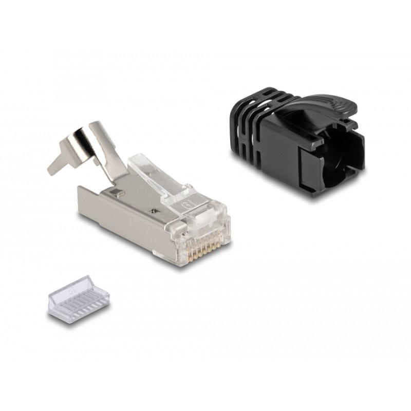 DeLOCK Fiches modulaires RJ45 avec cliquer de dégagement Cat.8.1 avec protection contre le pliage, set de 25 unités