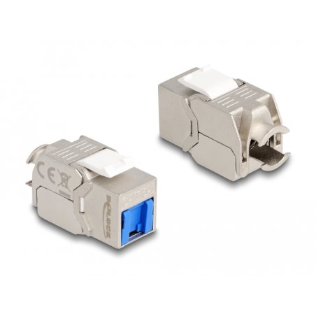 Keystone Modul RJ45 Buchse zu LSA Cat.6A werkzeugfrei mit blauer Staubschutzkappe