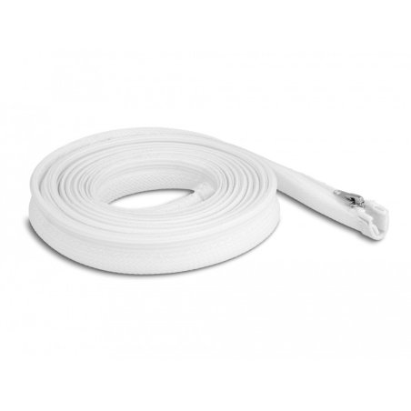 DeLOCK Braided Sleeve with zip fastener heat-resistant 3 m x 20 mm white