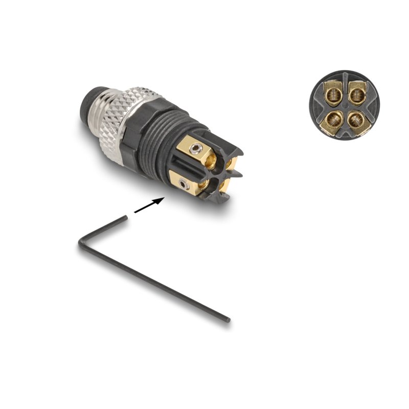 DeLOCK M8 Connecteur codé A, 4 broches mâles pour montage avec connexion à vis