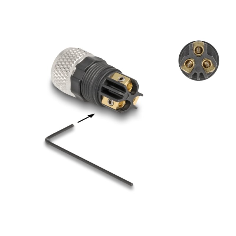 DeLOCK M8 Connecteur codé A, 3 broches femelle pour montage avec connexion à vis