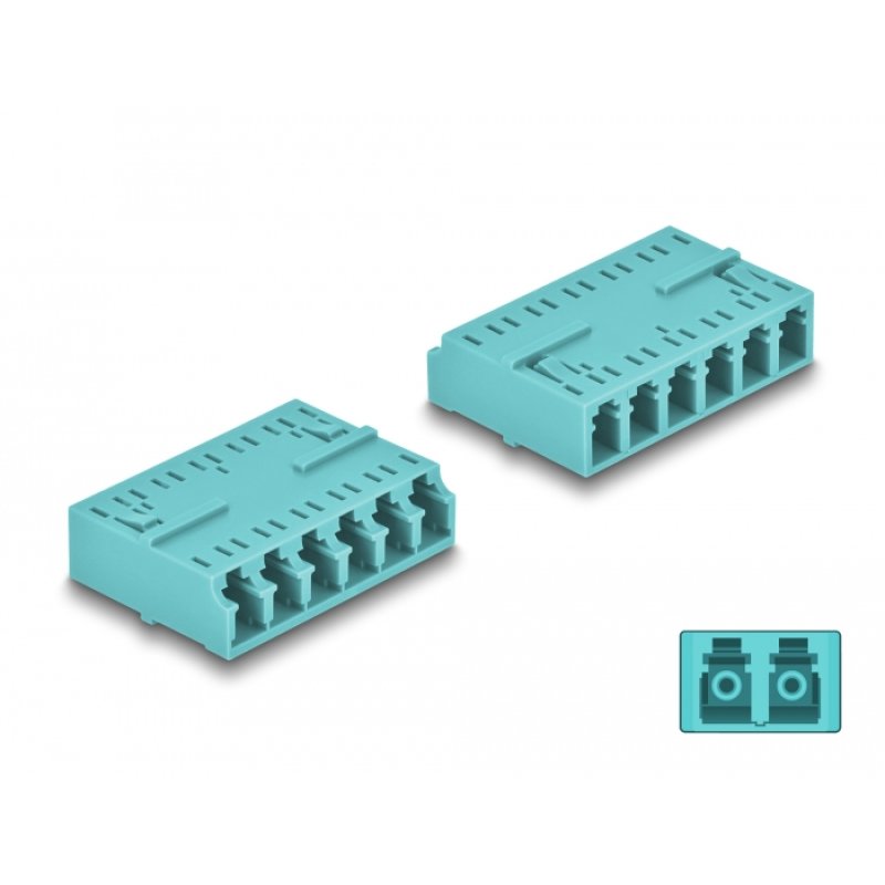 LWL Kupplung HD LC Hexaplex Buchse zu LC Hexaplex Buchse aqua