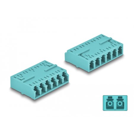 LWL Kupplung HD LC Hexaplex Buchse zu LC Hexaplex Buchse aqua