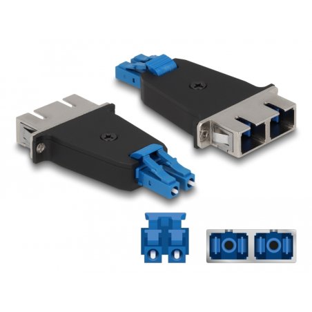 LWL Hybrid Kupplung LC Duplex Stecker zu SC Duplex Buchse blau