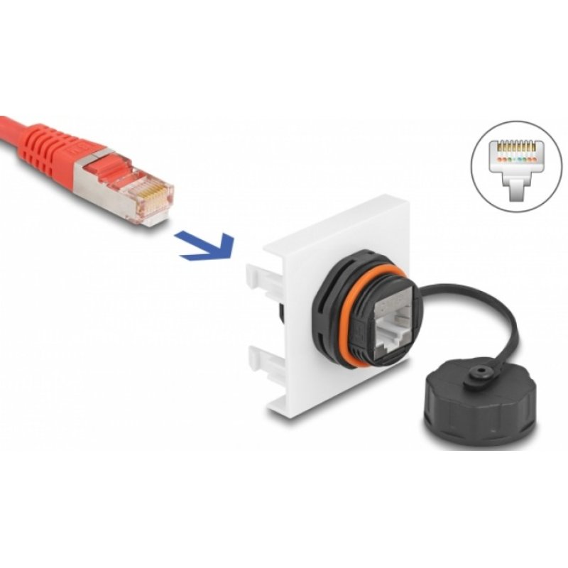 DeLOCK Module de réseau Easy 45, RJ45 Cat.6A, 45 x 45 mm