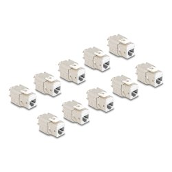 DeLOCK Module Keystone RJ45 femelle à LSA Cat.6A, sans outil, blanc, set de 10 unités