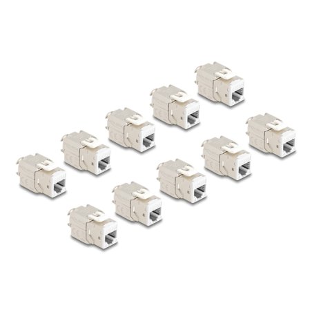 Keystone Modul RJ45 Buchse zu LSA Cat.6A werkzeugfrei weiß Set 10 Stück