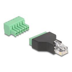 DeLOCK 66590 cable gender changer RJ12 6 pin terminal block Black, Green