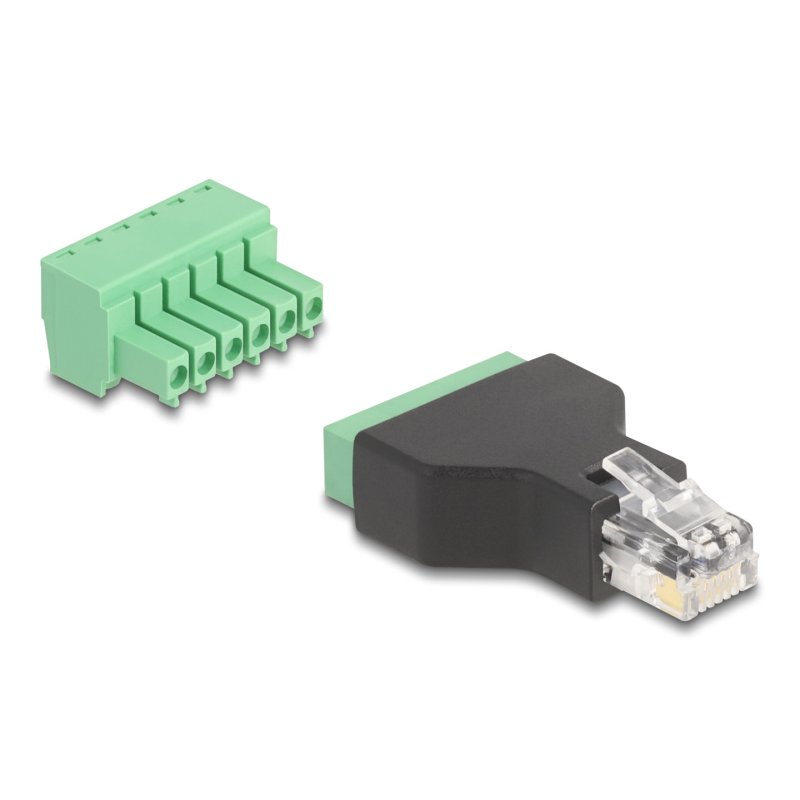 DeLOCK 66590 cable gender changer RJ12 6 pin terminal block Black, Green