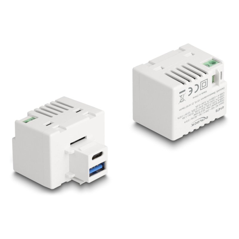 Keystone Modul mit USB Typ-A und USB Type-C™ Ladebuchse PD 20 W weiß