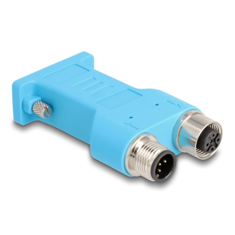 DeLOCK D-Sub 9 female to M12 male and female 5 pin A-coded CAN bus splitter 180° blue