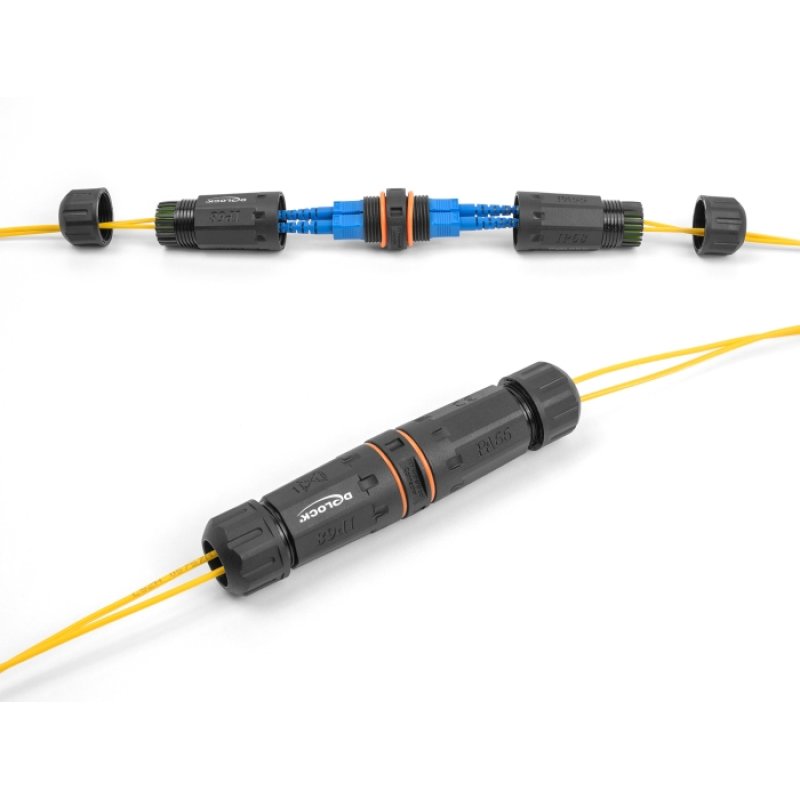 DeLOCK Optical Fiber Cable Connector SC Duplex female to SC Duplex female APC with M20 thread IP68 dust and waterproof