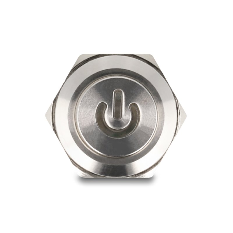 Drucktaster zum Einbau 12 mm 4 x Lötanschluss LED rot Powersymbol