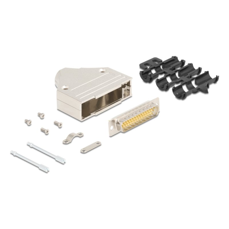 Sub-D Steckergehäuse 44 Pin aus Metall inklusive Steckerverbinder Stecker und Montagematerial