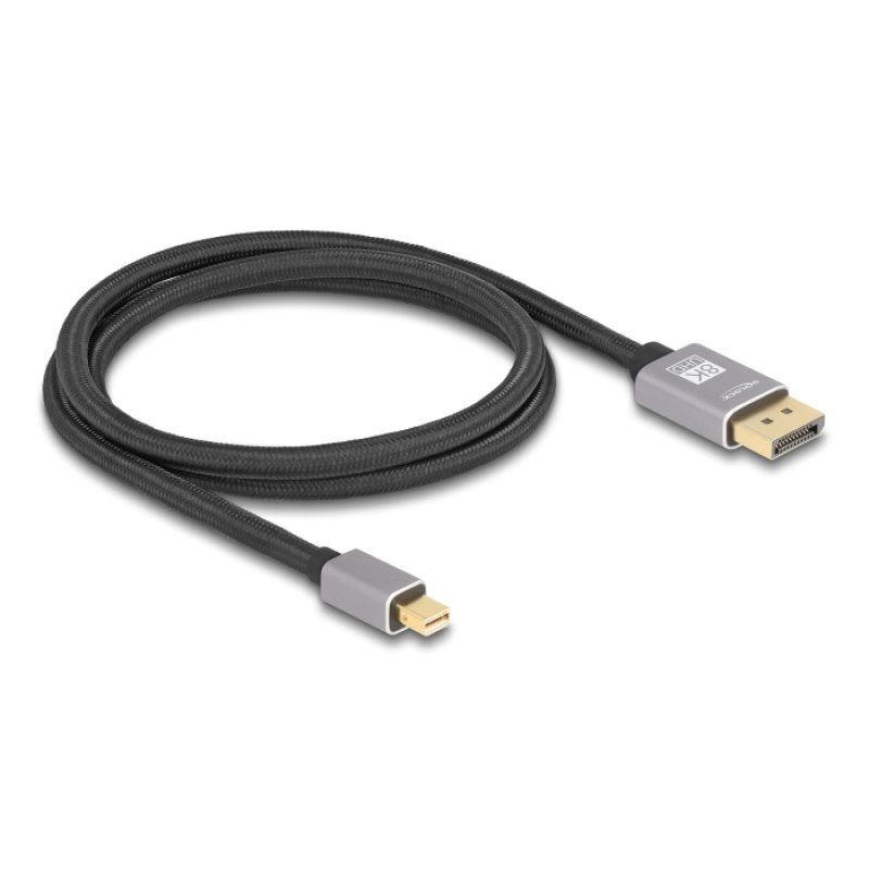 DeLOCK Mini DisplayPort to DisplayPort cable 8K 60 Hz 1 m grey metal without latch