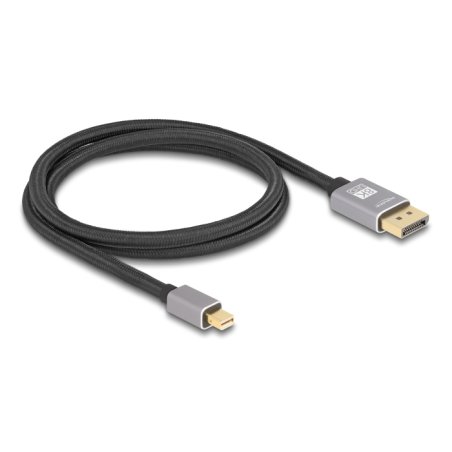 DeLOCK Câble mini DisplayPort vers DisplayPort 8K 60 Hz 1 m métal gris sans verrou