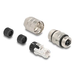 DeLOCK 86056 connecteur de fils M12 Noir, Acier inoxydable