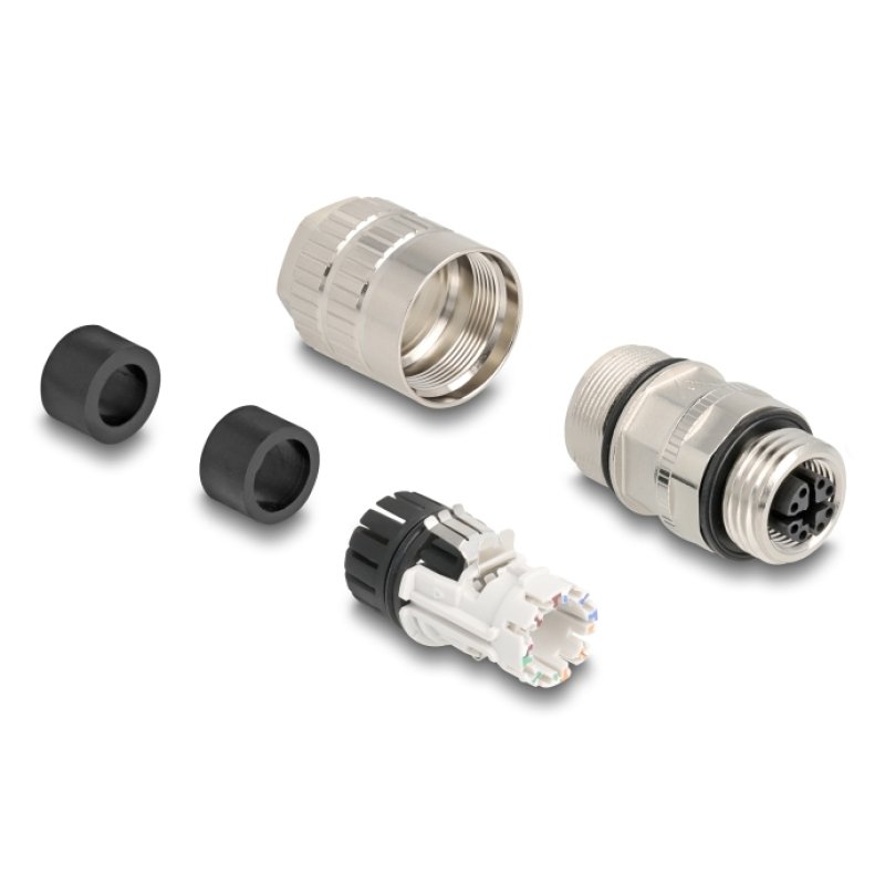 DeLOCK 86056 wire connector M12 Black, Stainless steel