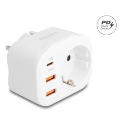 DeLOCK 11498 adaptateur prise d'alimentation Type E/F (hybride) Type F Blanc