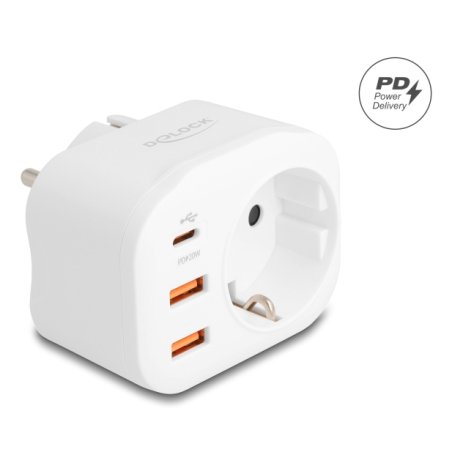 DeLOCK 11498 power plug adapter Type E/F hybrid Type F White