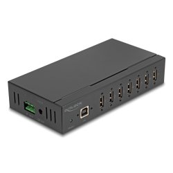 Industrie Hub 7 x USB 2.0 Typ-A mit 15 kV ESD Schutz und Hutschienenbefestigung