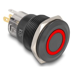 DeLOCK 22015 commutateur électrique Bouton-poussoir Noir, Rouge