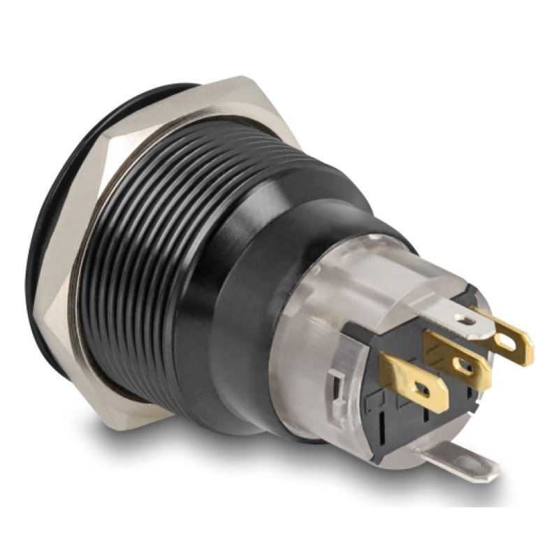 DeLOCK 22015 commutateur électrique Bouton-poussoir Noir, Rouge