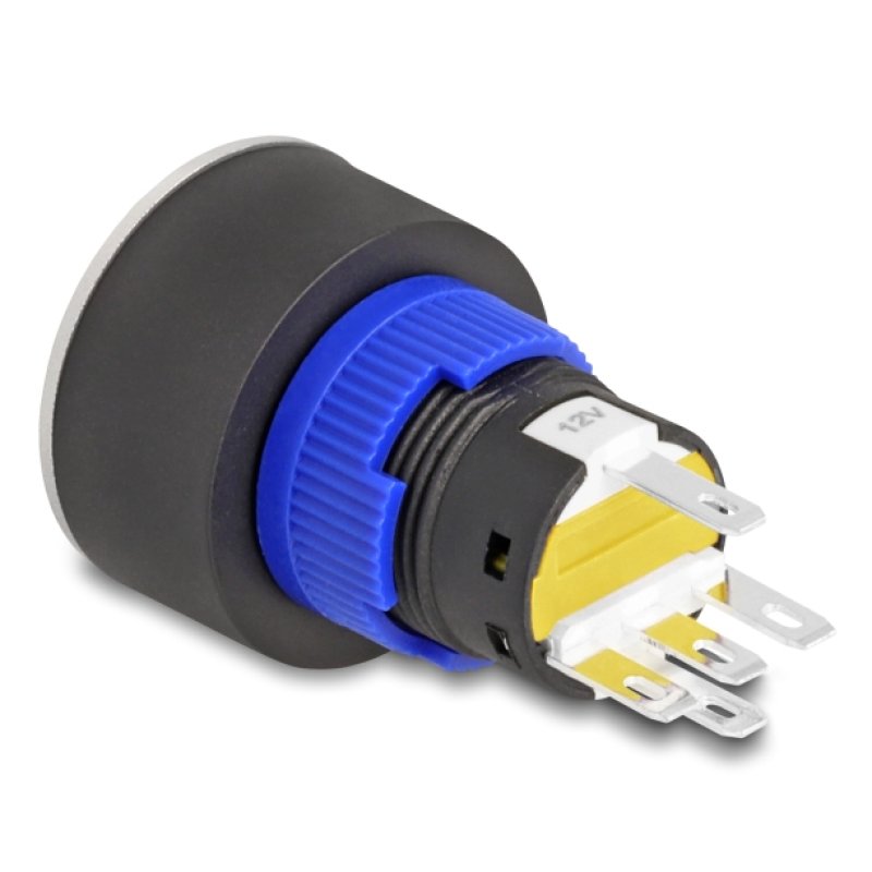 Drucktaster zum Einbau 22 mm 5 x Lötanschluss Taster flach Kunststoff LED gelb