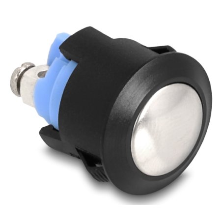 DeLOCK 22044 commutateur électrique Bouton-poussoir 2P Noir, Argent