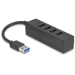 USB Hub 4 Port USB 5 Gbps mit 4 x USB Typ-A Buchse schwarz