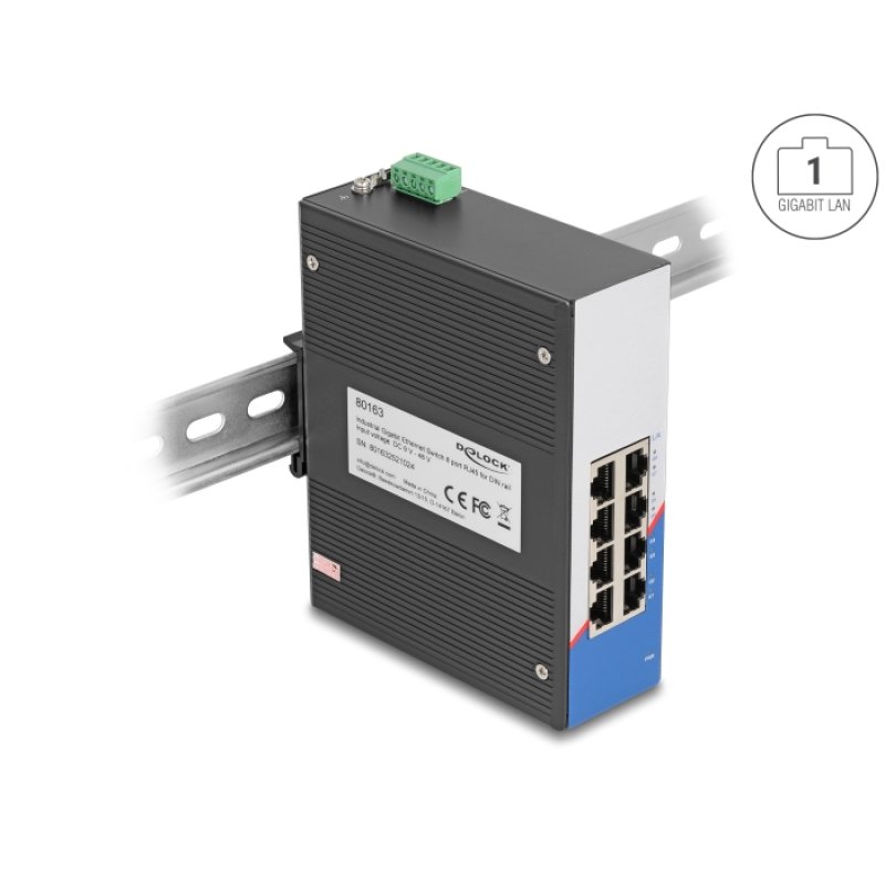Industrie Gigabit Ethernet Switch 8 Port RJ45 für Hutschiene