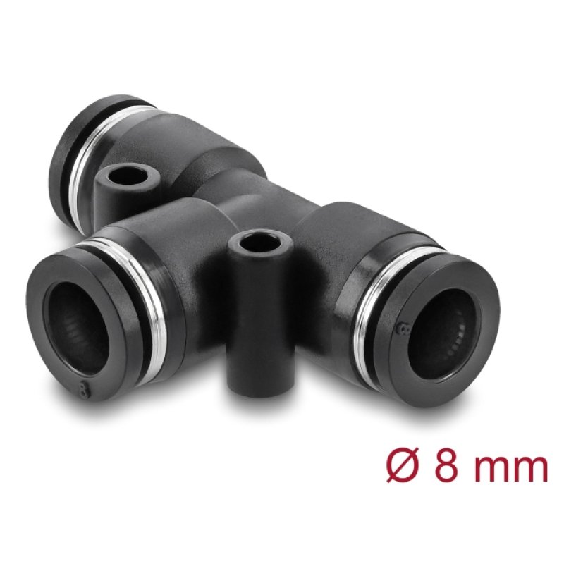 DeLOCK Pneumatic connector 8 mm with two mounting holes T-shape