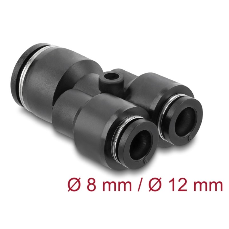 Pneumatik Steckverbinder 2 x 8 mm zu 1 x 12 mm mit Befestigungsloch Y-Form