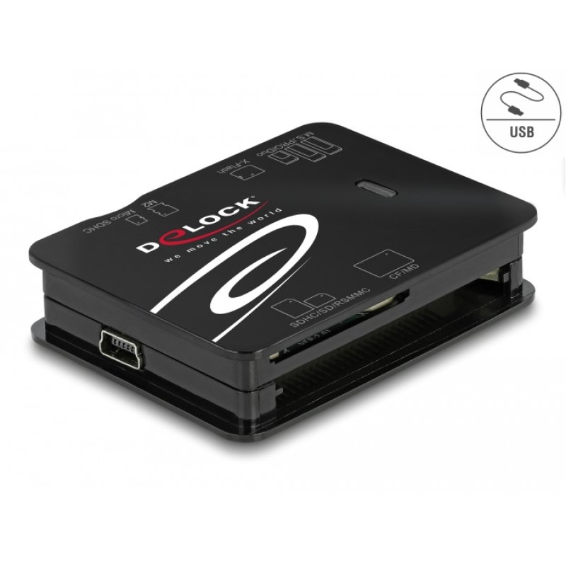 Delock USB 2.0 Card Reader für CF / SD / Micro SD / MS / xD / M2 Speicherkarten